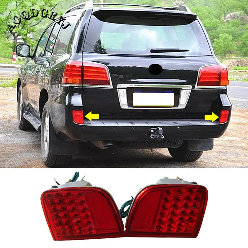 

Fit For Lexus LX570 2008-2011 Details about 1 Pair Red Housing LED Rear Bumper Fog Lamp Moulding Car Accessories