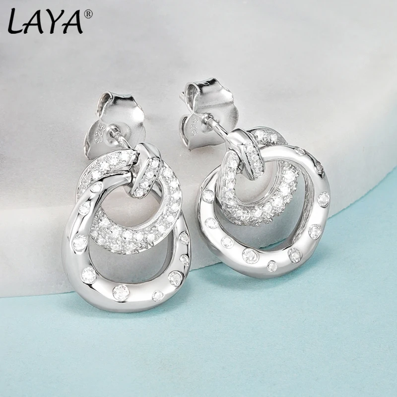 Laya 925 Sterling Silver High Quality Zircon Irregular Stud Earrings For Women Charms Original Modern Jewelry 2022 Trend New