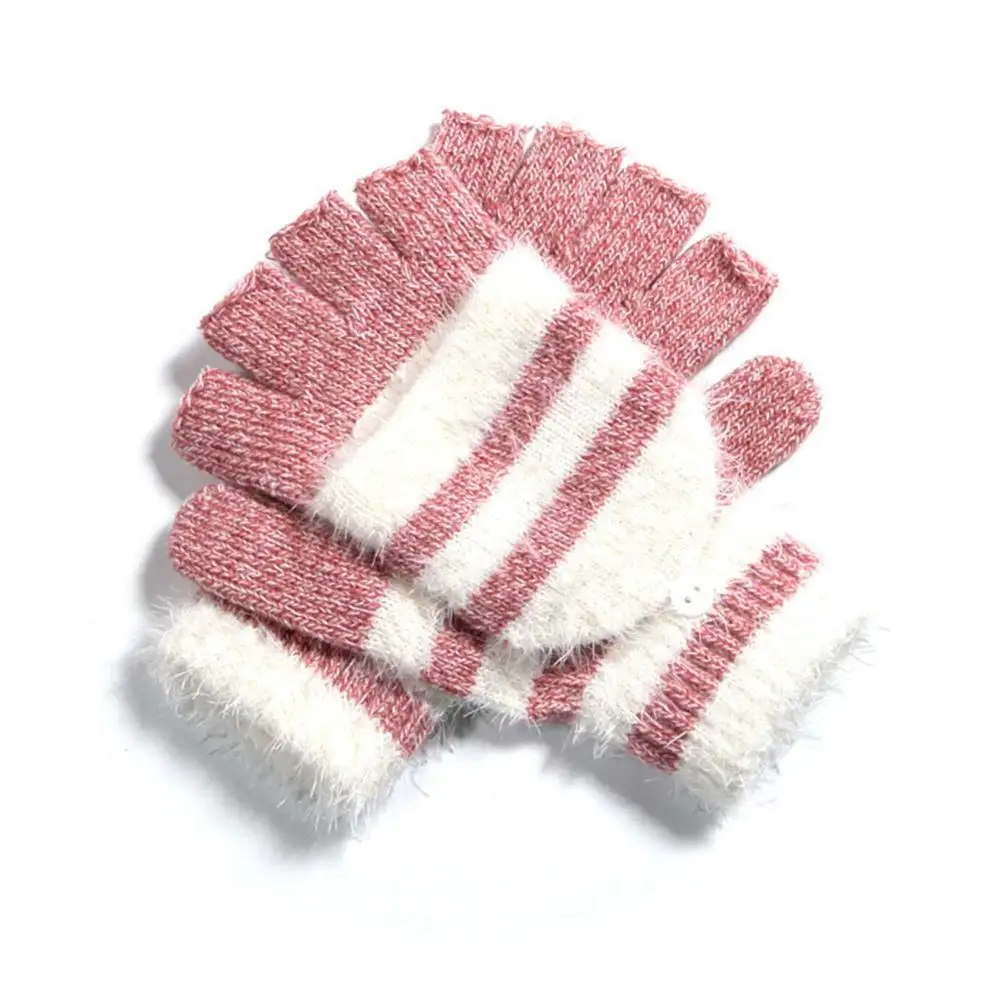 

Windproof 1 Pair Great Thermal Knitted Fabric Convertible Flip Mittens Non-allergenic Winter Gloves Lint-free for Running