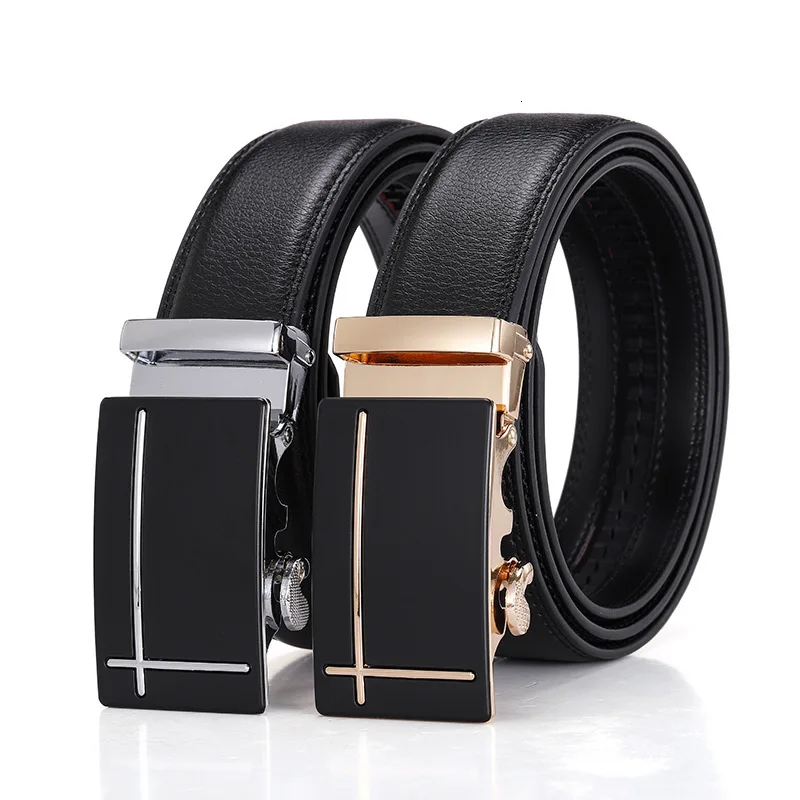 Peikong Mens Belts Luxury Brand Automatic Buckle Designer For Men High Quality Leather Male Waist Fashion Black Vintage Belt