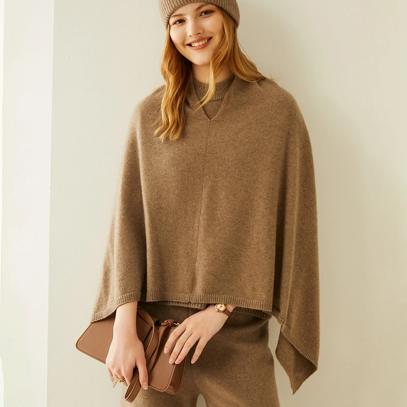 New Arrival  Autumn Winter Knit Women Scarf Solid 100% Goat Cashmere Poncho Warm Fashion Capes Lady High Quality  Scarves