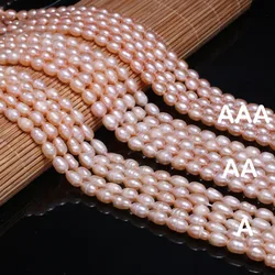 Natural Freshwater Pearl Beads Pink High Quality Rice Shape Punch Loose Beads for DIY Elegant Necklace Bracelet Jewelry Making