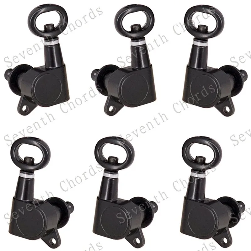 Ein Set mit 6 schwarzen Inline-Mechaniken mit hohlem Griff für elektrische und akustische Gitarren – Zubehörteile – Detail 7