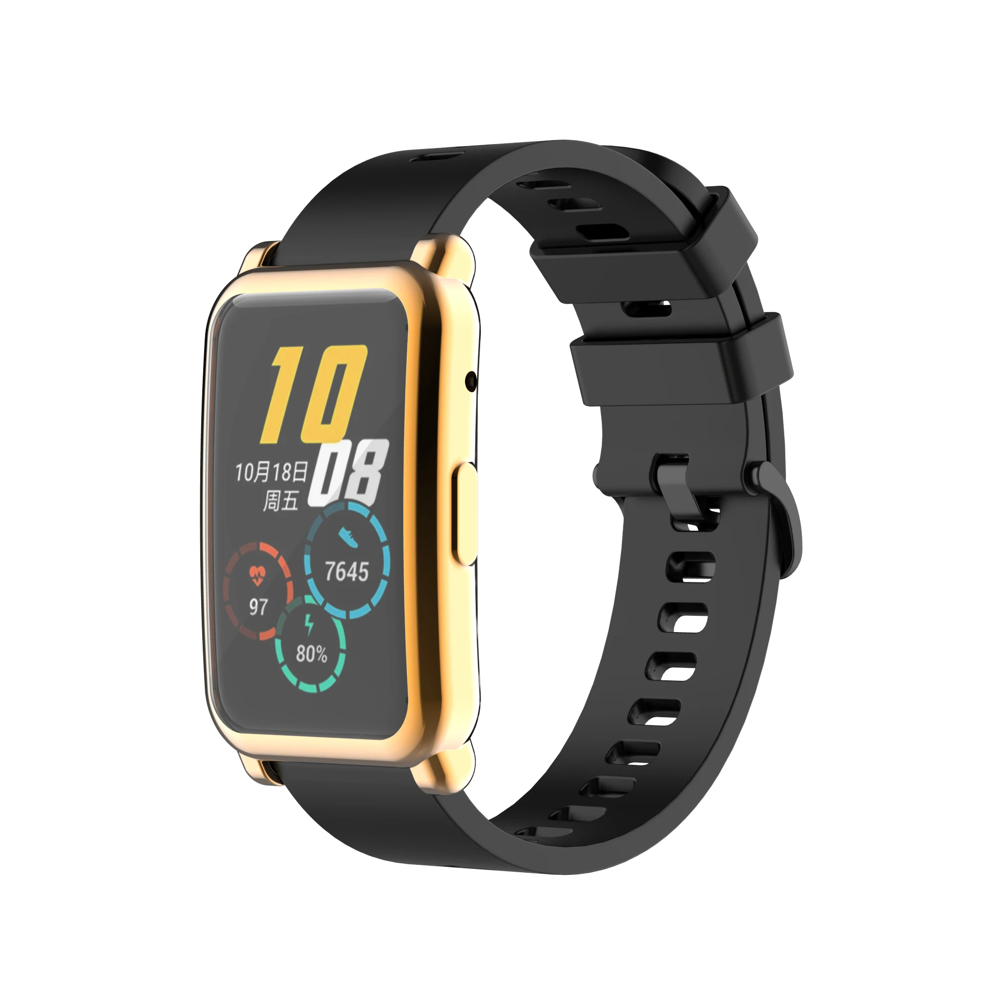 AKBNSTED Mạ TPU Dẻo Silicone Kính Ốp Lưng Vỏ Khung Viền Cho Huawei Honor Dây ES Full Hộp Đồng Hồ Phụ Kiện