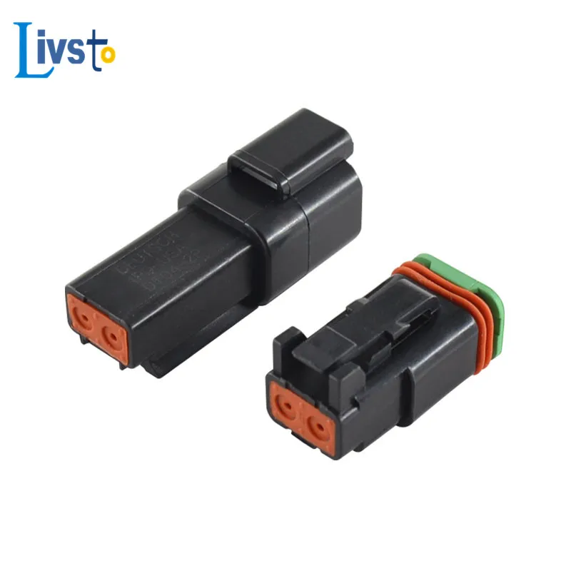 10sets 2 Pin Way Deutsch Auto DT Black Wire Connector Plug Enhanced Seal Waterproof Plastic Socket DT06-2S-E004 DT04-2P-E004