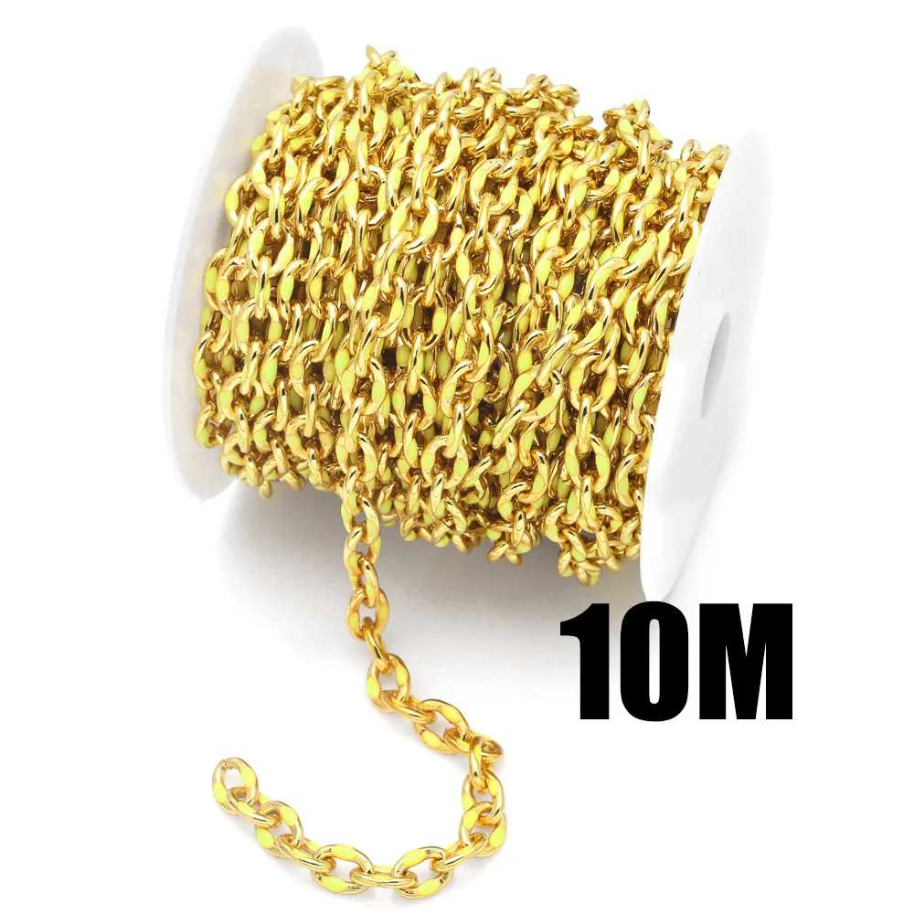 OCESRIO 10M Handmade Punk Gold Color DIY Chain Necklaces Gold Plated Copper Components for Jewelry Making Free Shipping cana043