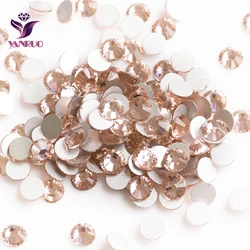 YANRUO 2058NOHF Light Peach Strass Non Hotfix Rhinestone Crystal Glue on Nails Glitter Champagne Crystals Craft Nails DIY