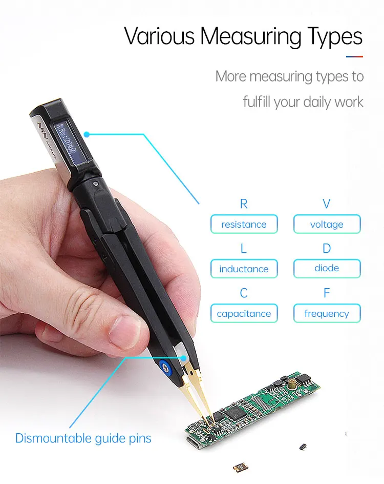 DT71 Mini Digital Tweezers Smart SMD Tester Portable LCR Meter Diode Resistor Capacitor Checker 10KHz Signal Generator Auto Scan