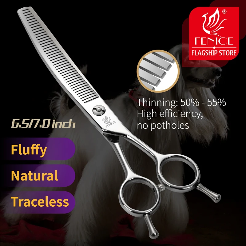 

Fenice 7.0/7.5 inch Professional Dog Grooming Scissors Cuved Thinning Shears JP440C Groomer Tools A-type Handle