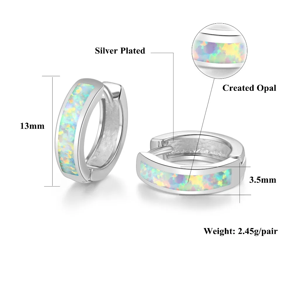 CiNily Classic Multi-color Optional Opal Rose Gold/Silver Plated Hoop Earrings for Women Fashion Jewelry Mini Small RoundEarring