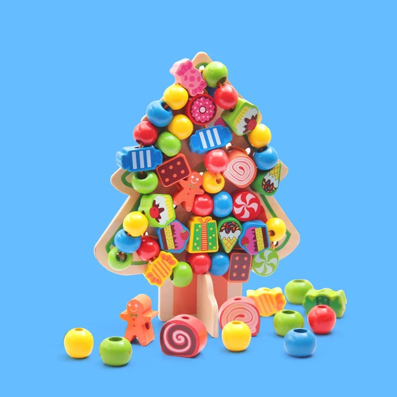 Fly AC Montessori Learning Education Wooden Toys Cartoon candy tree Fruit Beads Educational Toy For Children Birthday gift