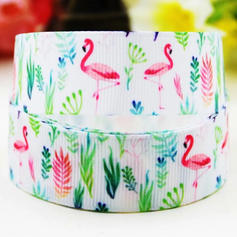 22mm 25mm 38mm 75mm Ruban Flamingo Cartoon Character printed Grosgrain Ribbon party decoration 10 Yards Mul111