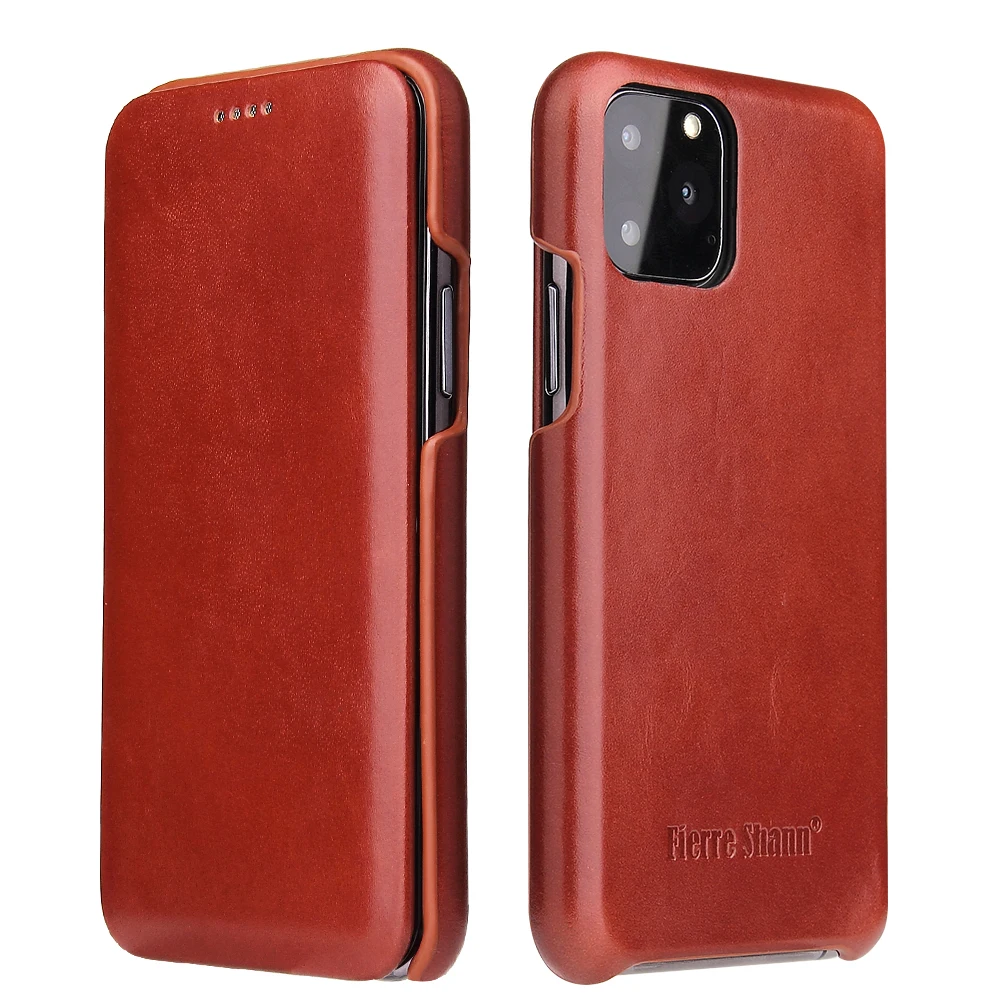 Genuine leather Flip case for iPhone 12 X XR Xs max 7 8 plus FIERRE SHANN  Magnetic Cover for iPhone 11 12 mini pro max Case