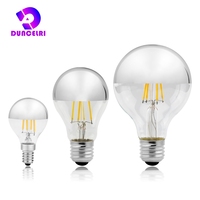 Edison E14 E27 Mirror Silver Retro LED Light Bulb 4W G45 A60 ST64 G80 G95 Vintage Filament Lampada LED Lamp Warm White Lighting