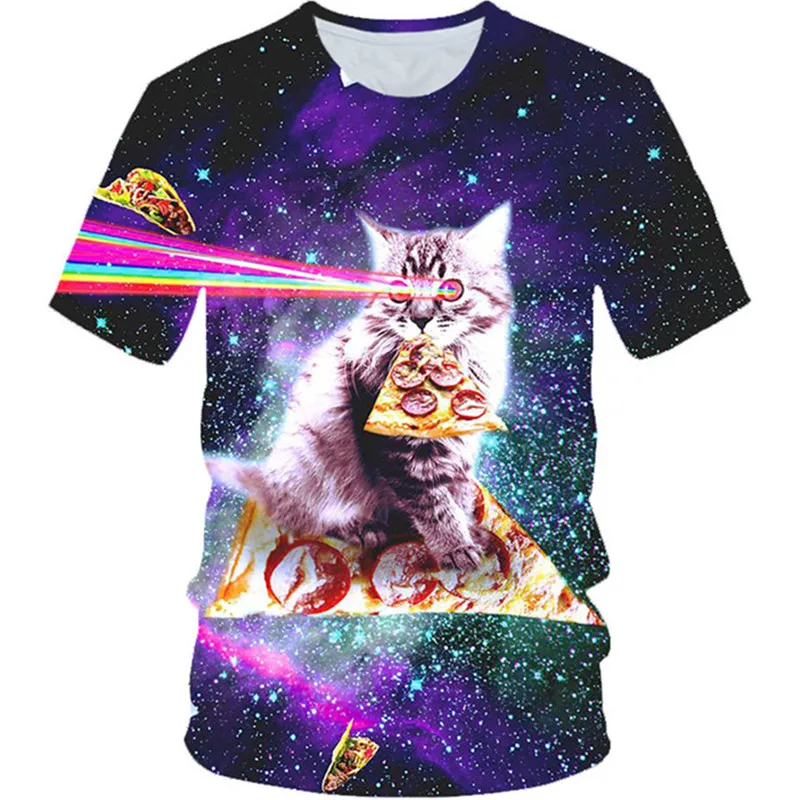 Kids Space Galaxy Colorful 3D T-Shirt Boys Girls Animal Cat Pizza Unicorn Eagle Moon Dog Printing T Shirt Children Cool Tshirts