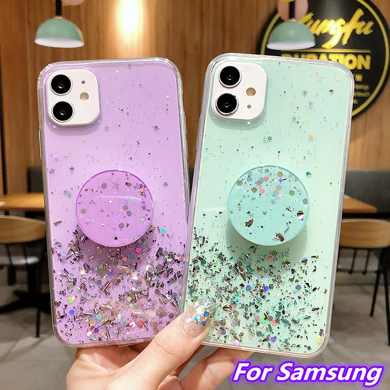 Bling Glitter Case For Samsung Galaxy A51 A71 A81 A91 A21S A01 A31 A41 A50 A11 A20E A30 A40 A70 A8 A9 2018 case with stand case