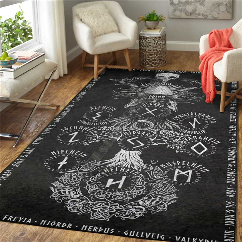 Viking Tattoo 3D Printed Carpet Mat for Living Room Doormat Flannel Print Bedroom Non-slip Floor Rug 04