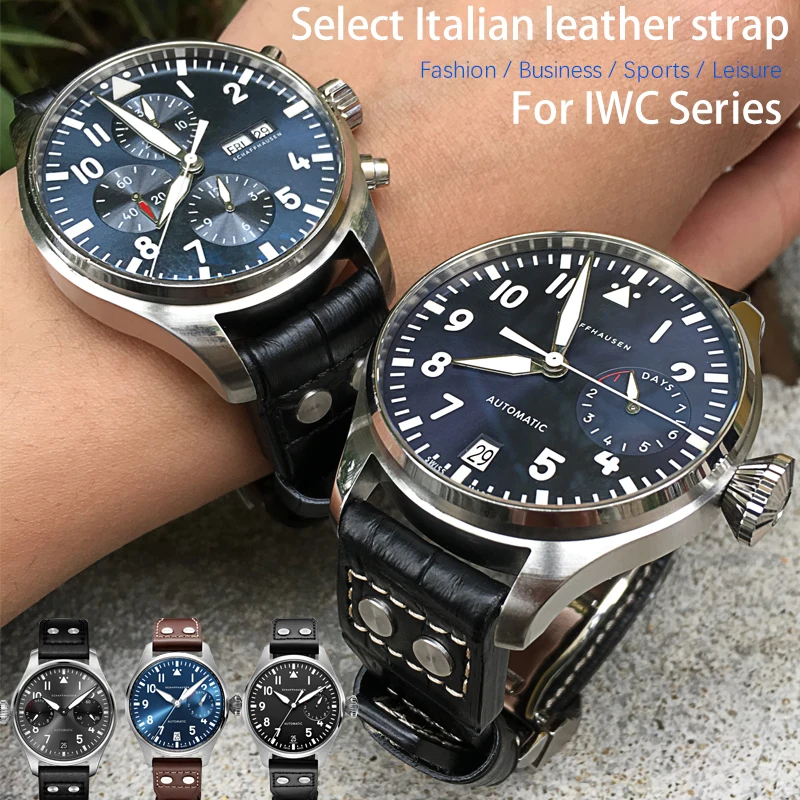 Leather Watchband For IWC Pilot's Watches Spitfire  LE Petit Prince Big Pilot's Watch Edition Herit MarkⅧ Antoine 20 21 22mm