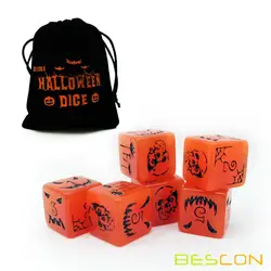 セットの 6 bescon 発光ハロウィンサイコロ 6 側面、ダーク 6 両面ハロウィンサイコロセットベルベットポーチ