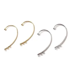 4PCS 18K Gold Plated Perforated Ear Hook Diy Earrings Charms Jewelry Findings Components Making Supplies Accessories