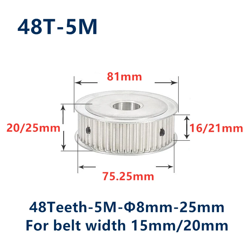 HTD 5M 48 Teeth Synchronous Timing Pulley Bore 8/10/12/14/15/19/20/22/25mm for Width 15/20mm HTD5M wheel Gear 48T 48Teeth