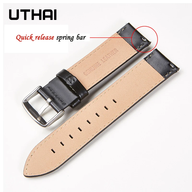 UTHAI P100 Watchbands leather watch strap Quick release spring bar 22mm watch band for galaxy watch 46mm/Huawei watch GT