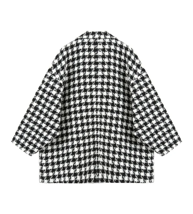 Blazer Women 2022 Winter Houndstooth Thicken Casual Plaid Coat   Oversized Winter Clothes Women Long Sleeved Ladies Jacket Fall