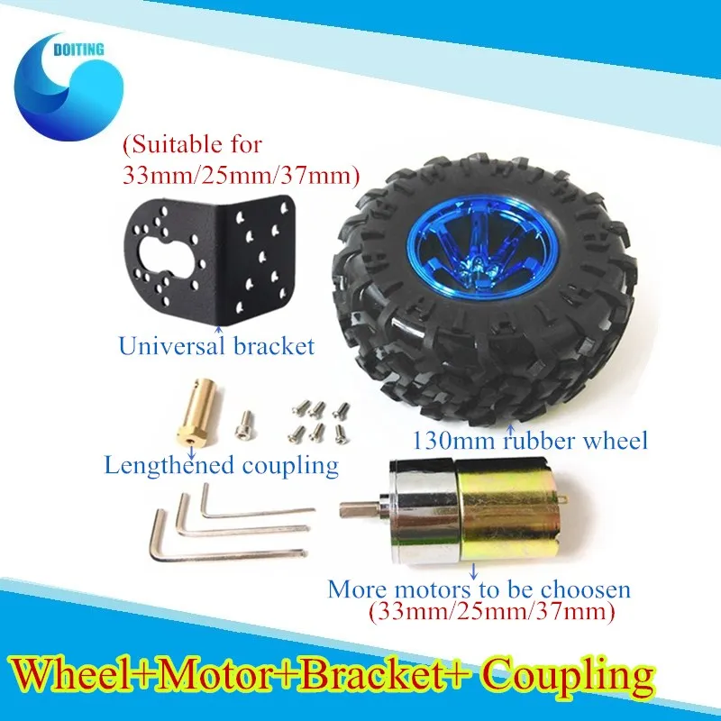 130mm Plastic Wheel Set Wheel+Motor+Bracket Off-road Tire for 2wd/4wd Car Chassis  Intelligent Car Chassis Robot Accessories