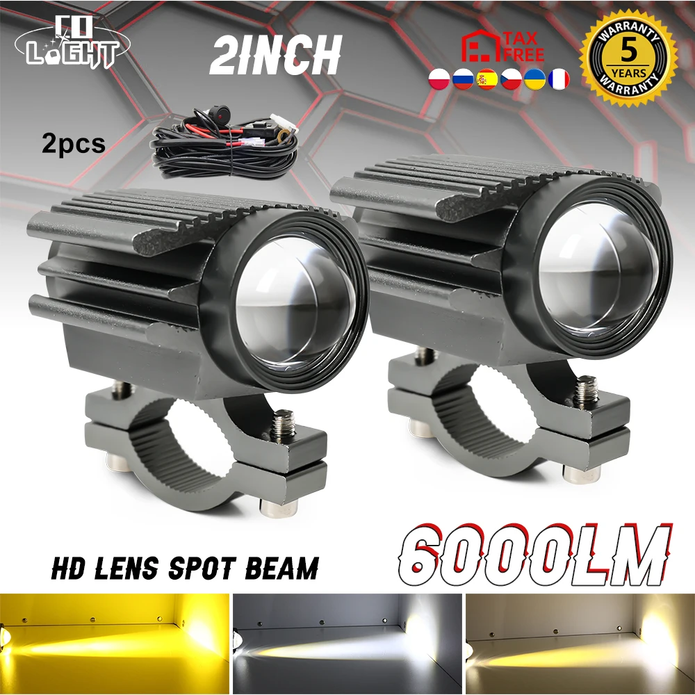 

CO LIGHT 2" 6000LM Led Driving Fog Lights LED Work Light 12V 24V Spot White Yellow For Car Motorcycle Offroad Trucks ATV SUV UTV