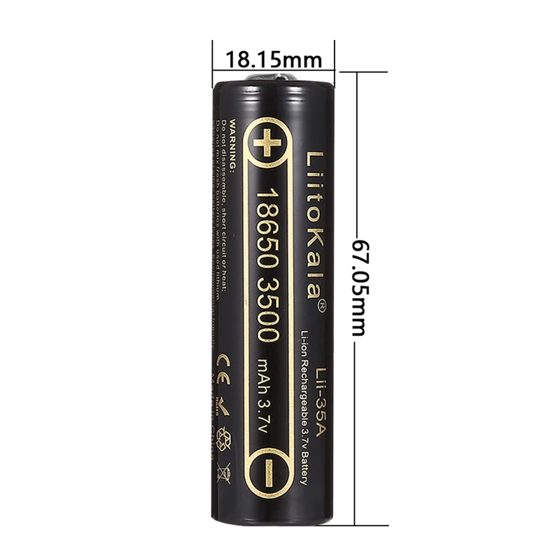 LiitoKala Lii-35A 18650 3500mAh 3.7V Li-Ion Rechargeable Battery 10A Lithium Battery High Drain For Flashinglight Vaping