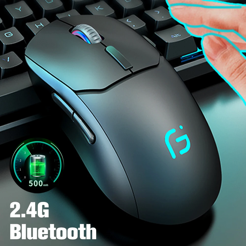 Penerima 2.4G Bluetooth Nirkabel Dapat Diisi Ulang Mouse Komputer Mode Ganda 2400DPI Mouse Tanpa Suara Portabel untuk Laptop PC