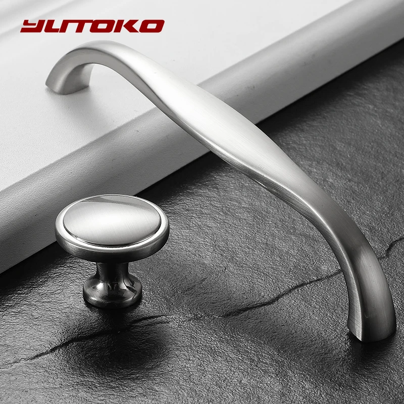 YUTOKO Cabinet Handles Zinc Alloy Modern Silver Door Handles Elegant Drawer Pulls Knobs Kitchen Furniture Handle Hardware 791