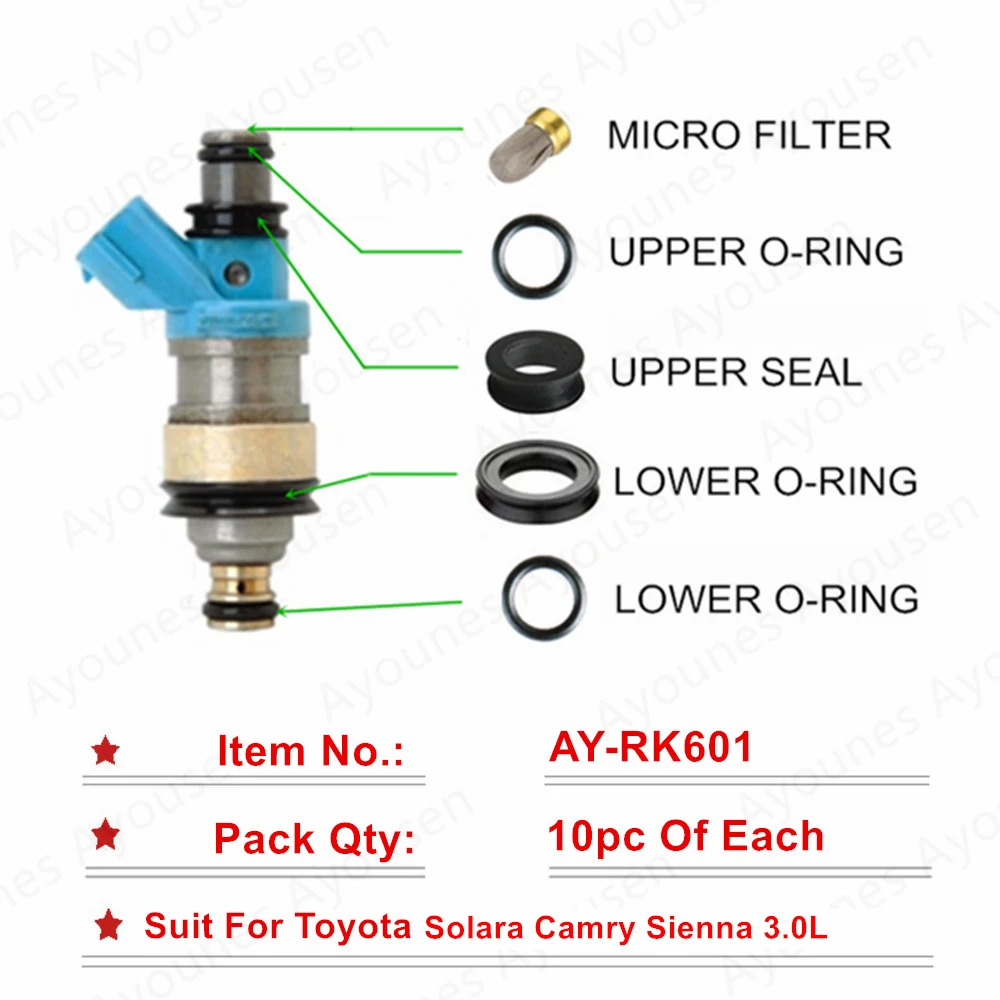 

Комплект для ремонта топливного инжектора #23250-20010, 10 комплектов/50 шт., для Toyota Solara Camry Sienna 1994 л 2002-
