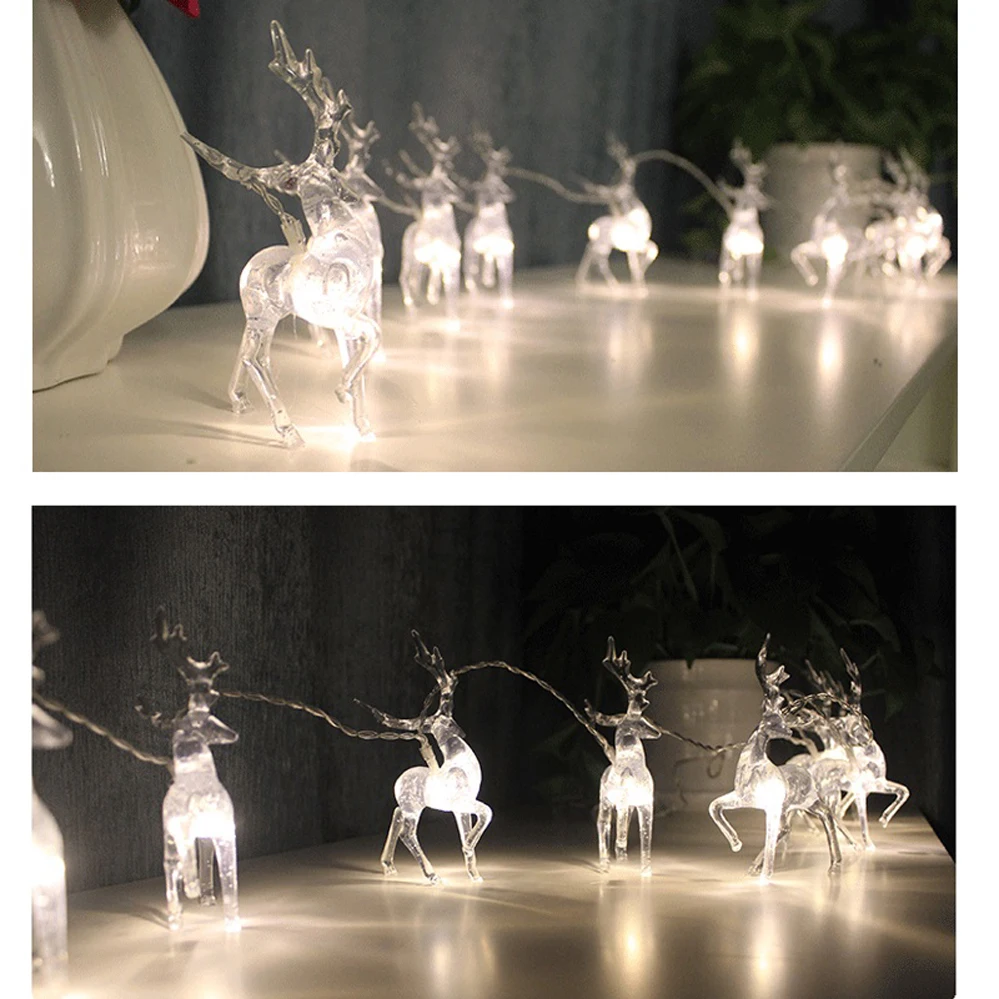 Deer LED String Light USB Battery Power Christmas LED Lamp String Deer Reindeer Holiday Festivals Xmas Party Decoration 1.5m 3m