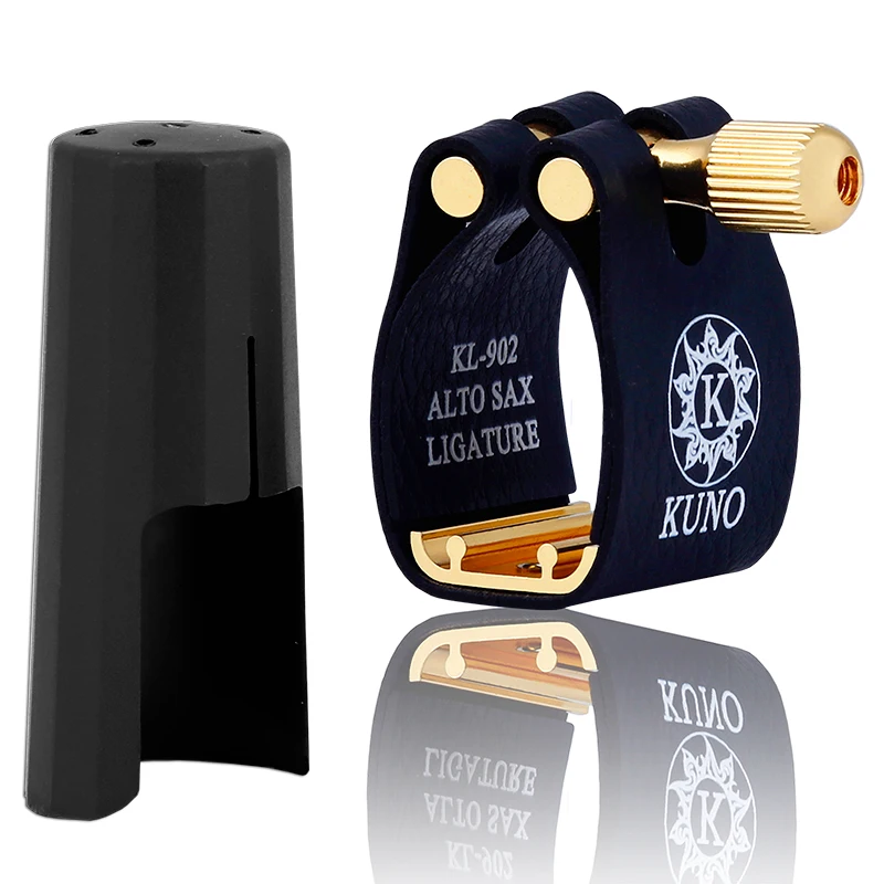 KUNO ligadura y tapa utilizada por boquilla de goma dura soprano alto tenor barítono Bb clarinete Bb sax Eb saxofón