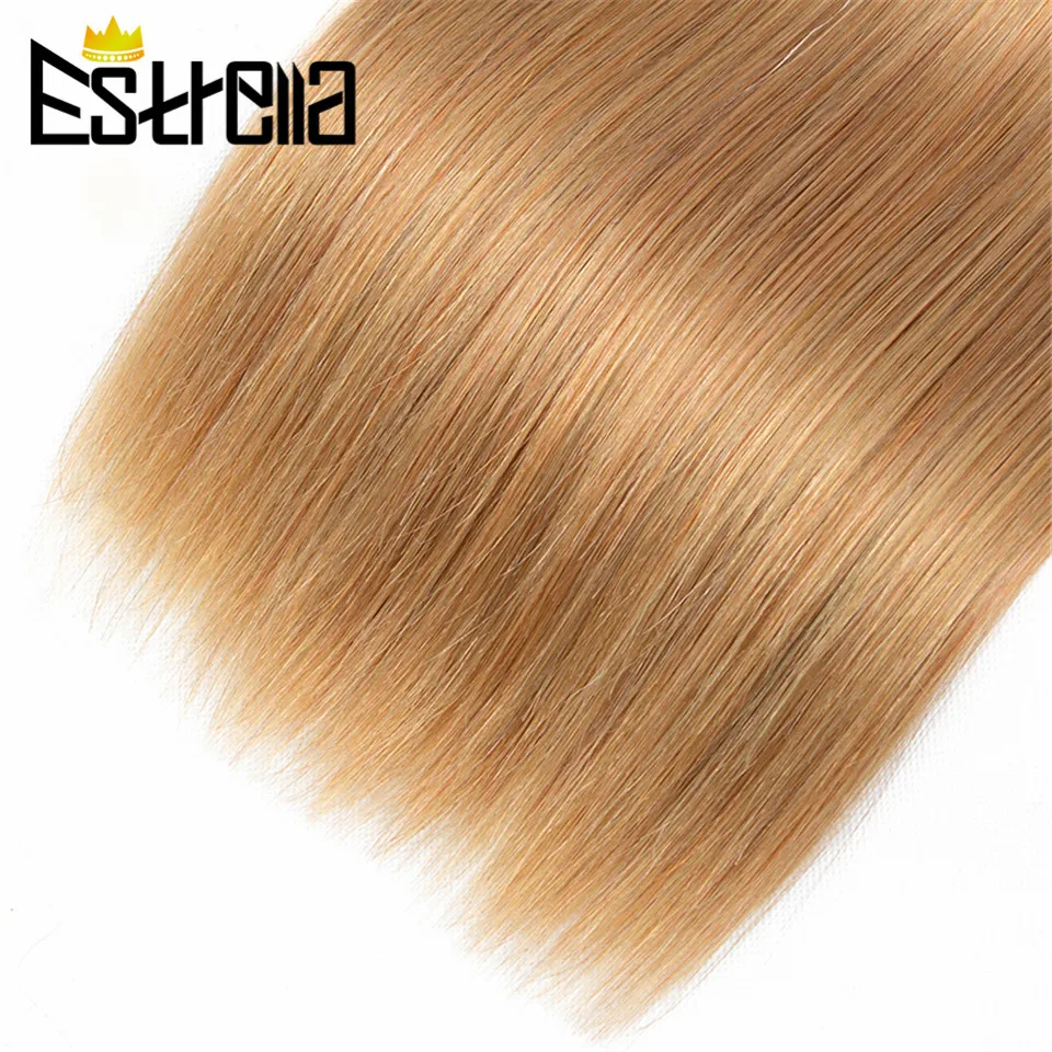 Dark Blonde Bundel Brasil Rambut Menenun Lurus Remy Warna 27 Rambut Manusia Bundel 100% Rambut Manusia Ekstensi Estrella