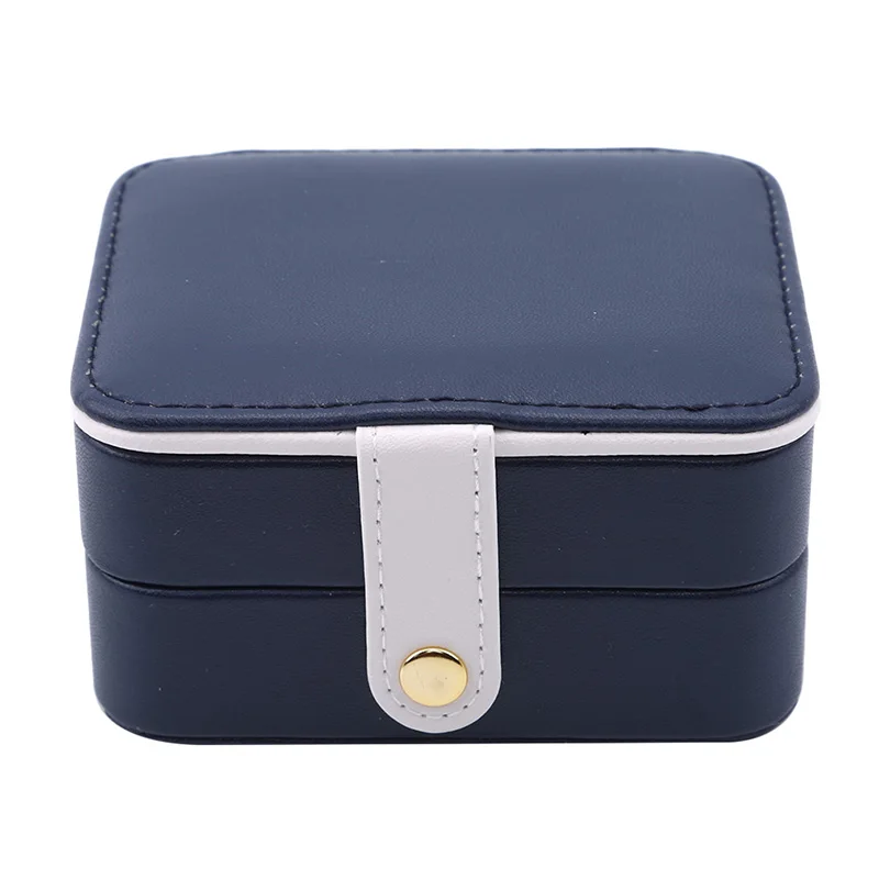 

1PC Two Layers PU Storage Jewellery Box For Ring Necklace Earrings Jewelry Organizer With Mirror Portable Makeup