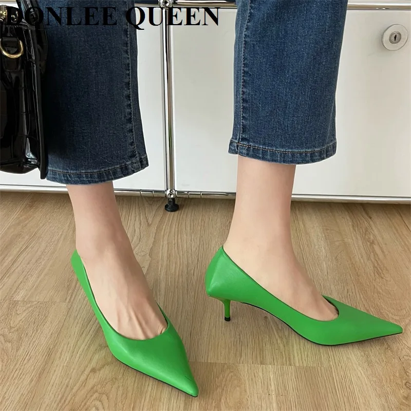 New Fashion Pointed Toe Thin High Heel Shoes Women Elegant Pumps For Party Dress Shoe Candy Colorful Decoration Zapatillas Mujer