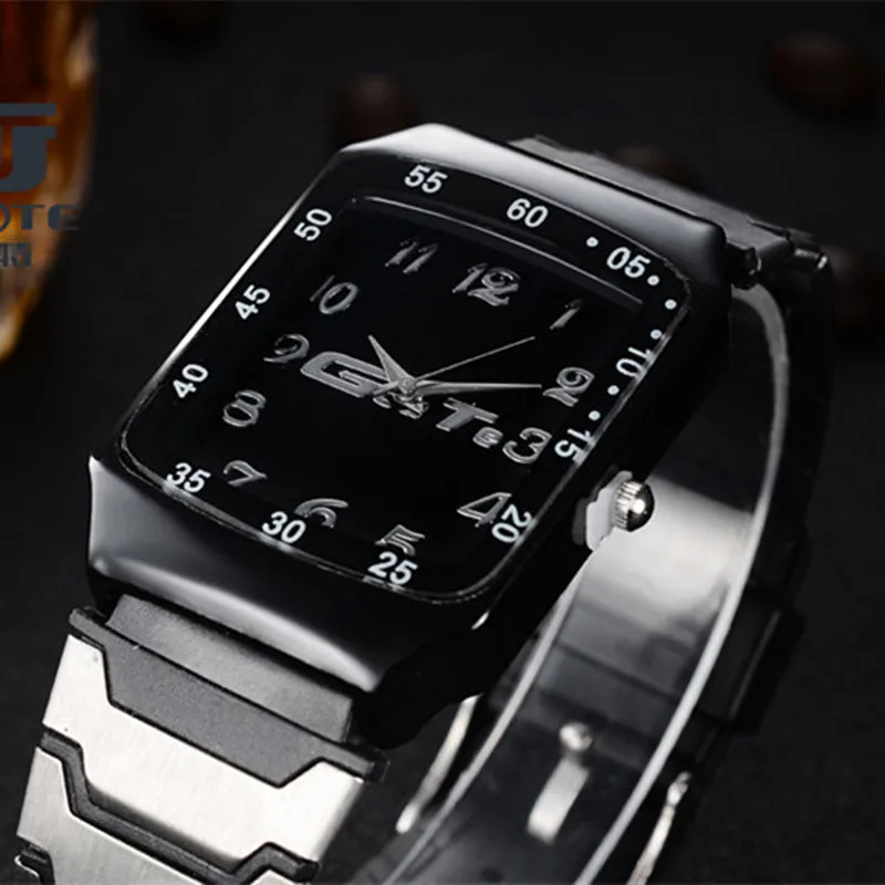 Military Watches For Men Fashion Business Stainless Steel Quartz Watch Male Casual Rectangle Dial Wristwatch Relogio Masculino