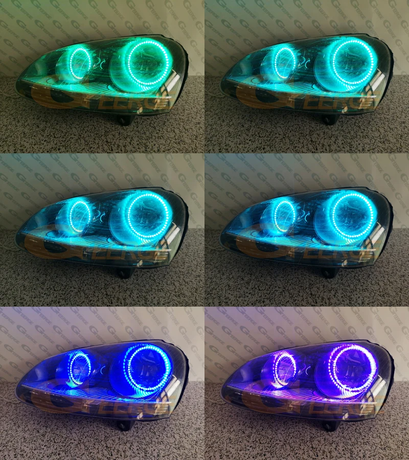 For VOLKSWAGEN VW Golf 5 V Mk5 2004-2009 BT App RF Remote Control Multi-Color Ultra Bright RGB Led Angel Eyes Kit Halo Rings