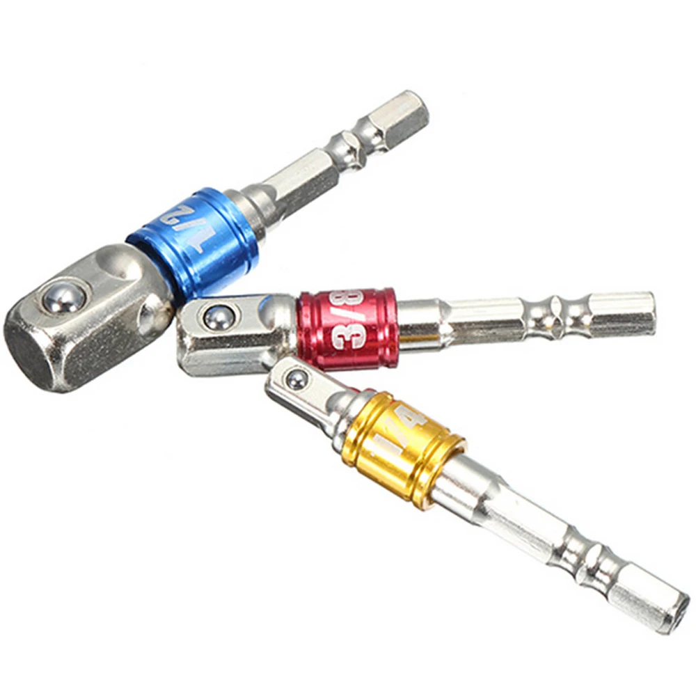 WENXING 3pcs di Alimentazione Conducente Cacciavite Presa Adattatore Po Trapano Dado Driver 1/4 "3/8" 1/2 "Esagonale Gambo barra di Estensione di alimentazione Adattatore