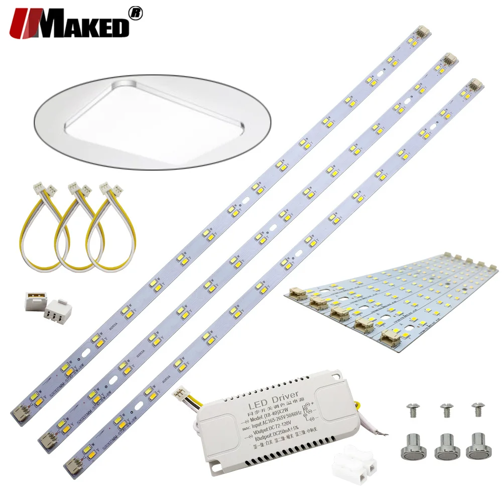 LED PCB Kits 24/36/48/64/80W Bar Strip SMD5730 Aluminum Lamp Plate 220V Changable Ceiling Light Replace Tube Retrofit Panel Sets