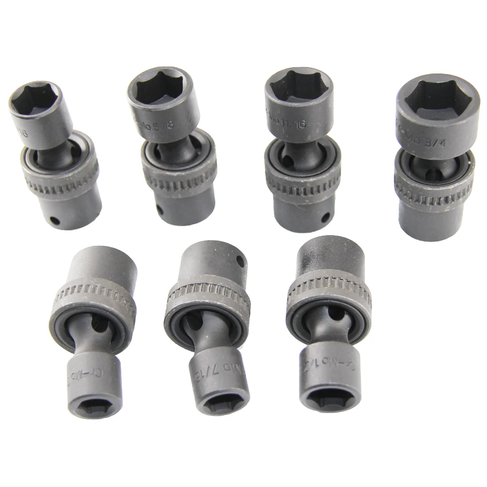 MacWork-Juego de enchufes de impacto giratorios CRV, herramientas manuales de reparación de automóviles, SAE 3/8 "-3/8", 7 piezas, 3/4 pulgadas