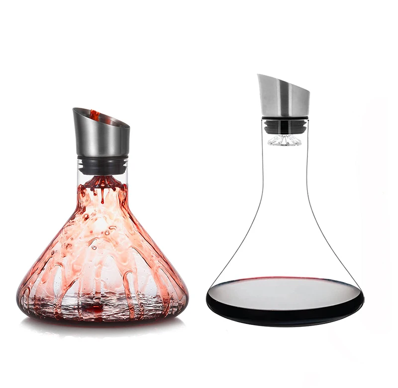 

Wine Decanter with Aerator Pourer Lid - 2 in 1-100% Hand Blown Lead-free Crystal Glass, Red Wine Carafe