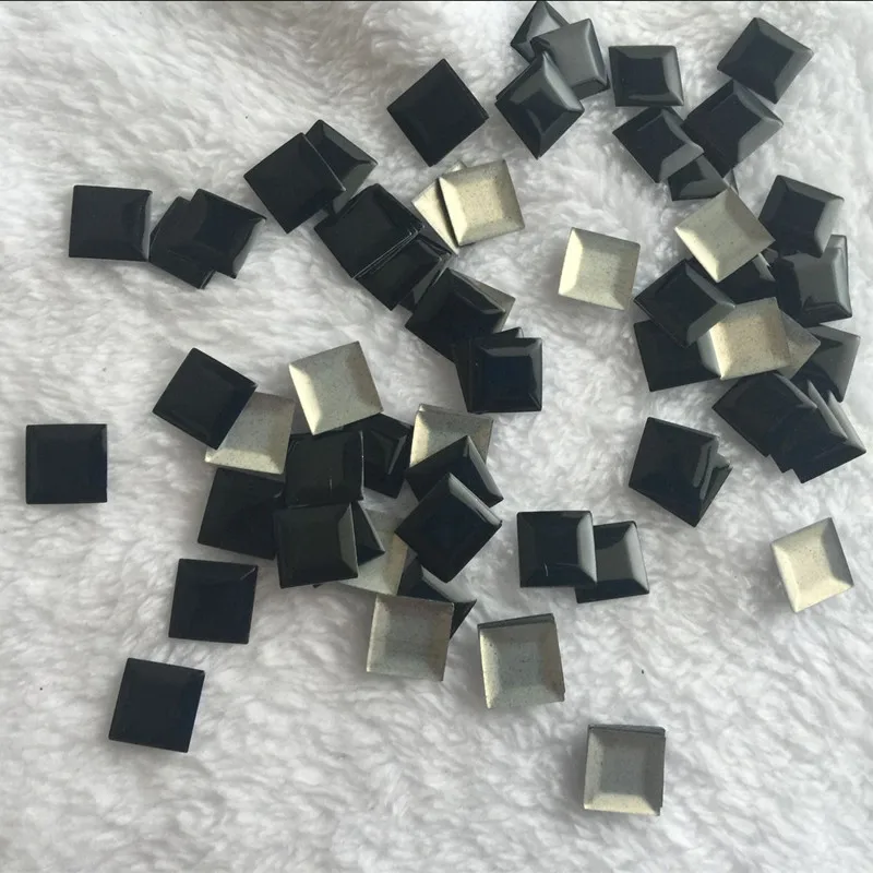 1440PCS 10mm Square Black  Rhinestuds Hotfix Iron On Nailheads Loose Beads Panel Pressing Flat Back Studs For DIY Shoes Clothes