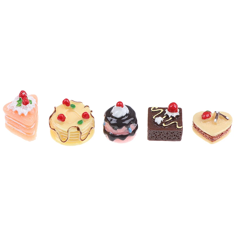 5Pcs Simulation Chocolate Cakes Miniature Food Figurine Dollhouse Accessories Decorate Your Cute Dollhouse Add Some Lively Aure