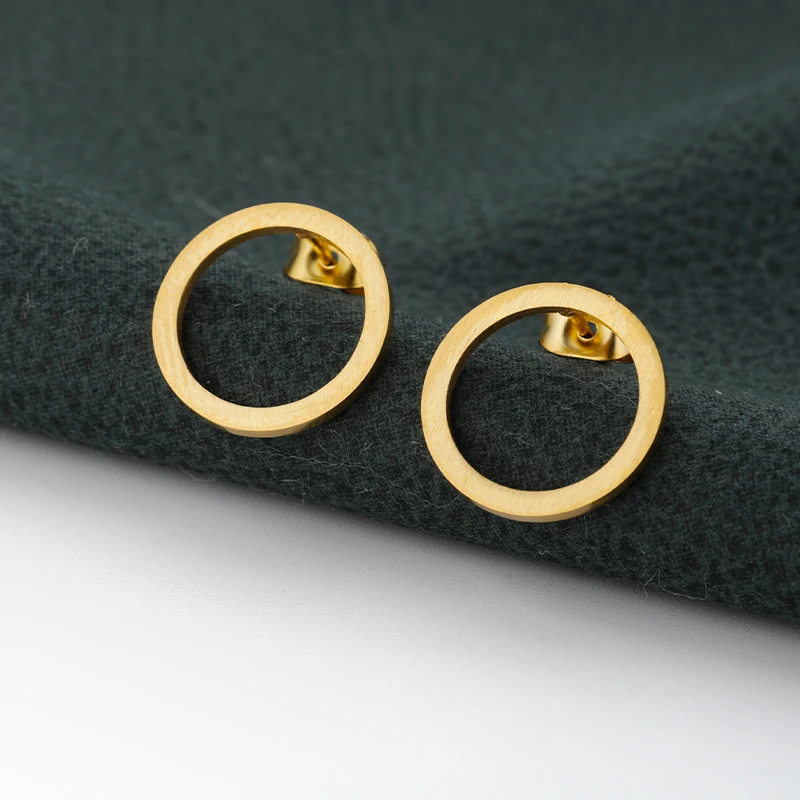 Simple Round Earrings For Women Gold Color Stainless Steel Geometric Earrings Fashion Party Birthday Jewelry Gift Wholesale