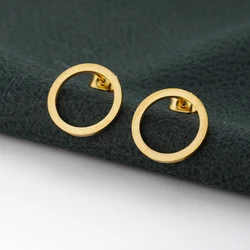 V Attract Geometric Simple Open Circle Stud Earrings Women Vintage Jewelry Stainless Steel Midi Round Pendientes Bijoux Femme