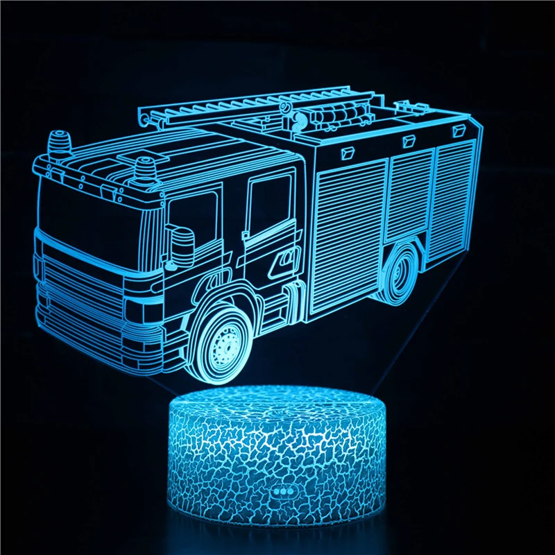 3D Illusion Night Lamp Bus Truck Modeling Touch Remote Control Colorful Led Lights Changing Night Light Bedroom Decoration Gifts