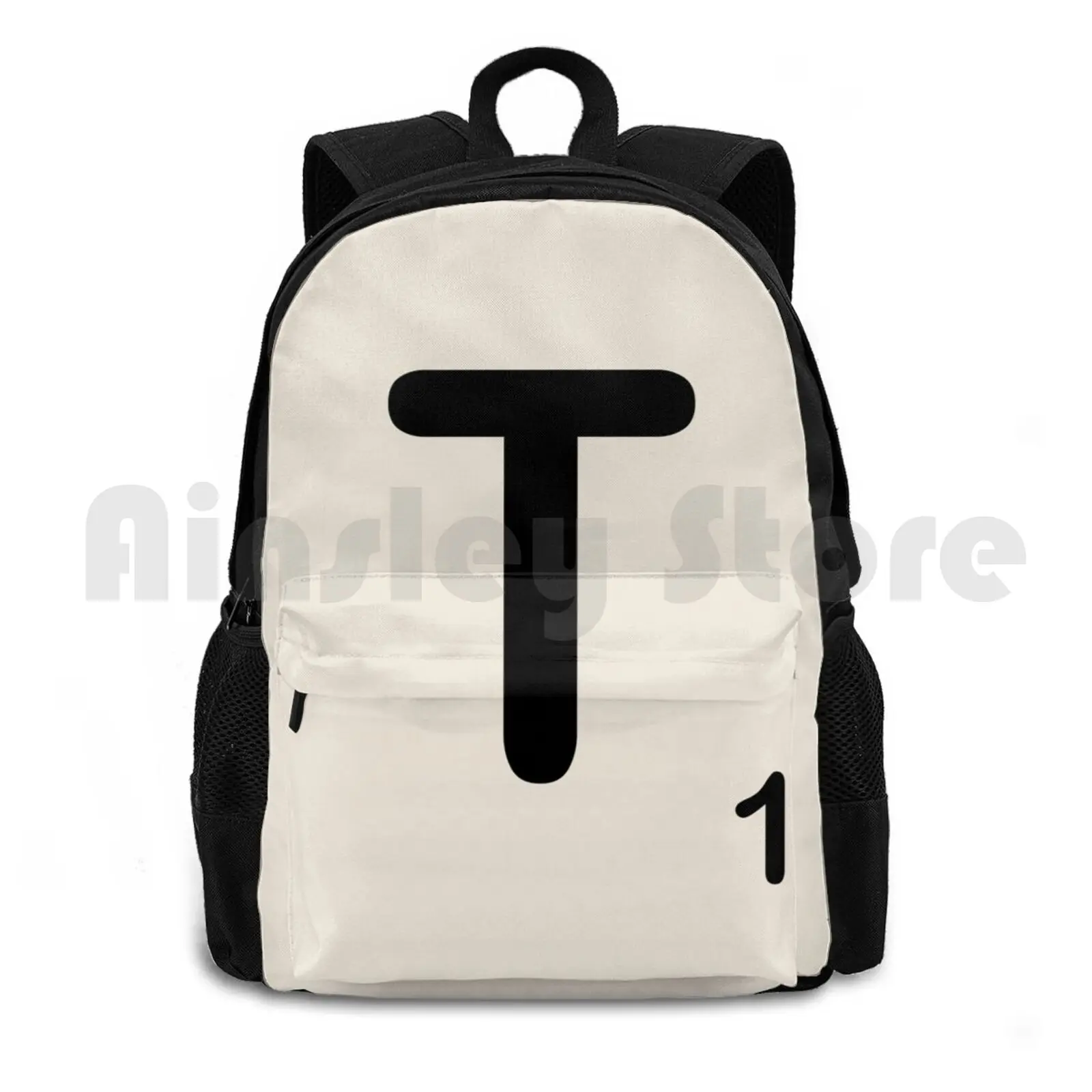 

Scrabble Tile T Outdoor Hiking Backpack Waterproof Camping Travel Scrabble Tile Letter Letters Spell Geek Geeky Nerd Nerdy Game